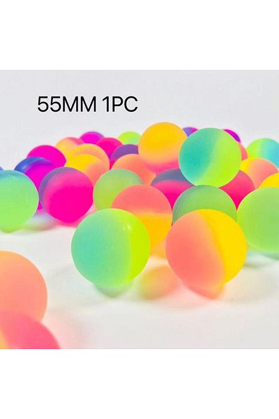 Choice 55MM Random 1PCS Elastic ball rubber jump ball rainbow two-color matte solid elastic ball colored fl
