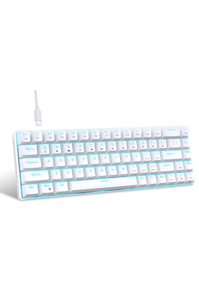 Choice مفتاح أزرق أبيض لوحة مفاتيح ميكانيكية 68 مفتاحًا مريحة مع إضاءة خلفية RGB LED قابلة للتبديل السريع مفتاح أزرق G