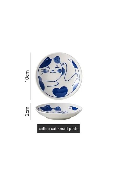 Choice 2x10cm D Japanese Style Ceramic Dessert Sauce Dish Tableware Creative Cute Cartoon Lucky Cat Pattern