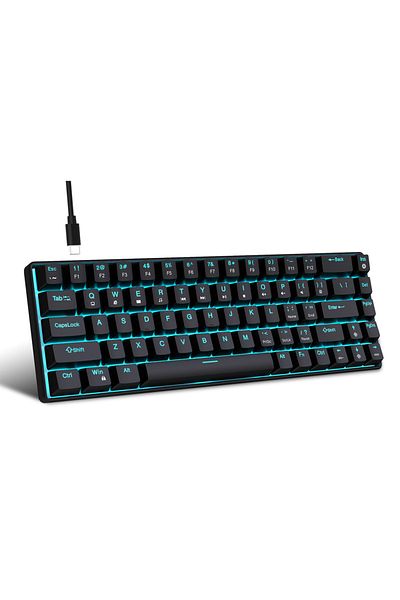 Choice مفتاح أزرق أسود 68 مفتاحًا لوحة مفاتيح ميكانيكية مريحة مع إضاءة خلفية RGB LED قابلة للتبديل السريع مفتاح أزرق G