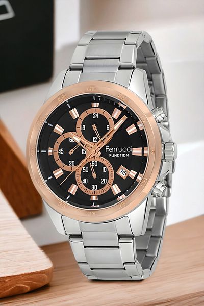 Ferrucci men's Silver-Rose Colored Wristwatch - Bracelet Zmfer133 Fc.14192tm.01