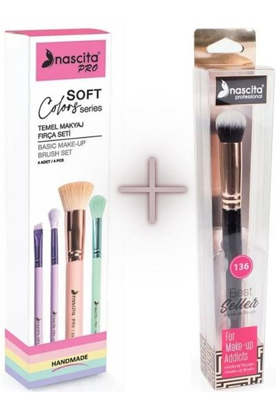 nascita Basic Makeup Brush Set Nasbrushset 77 + Nascita Oval Structure Concealer Brush Nasbrush 136