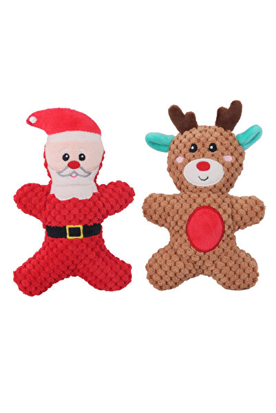 Choice لعبة مضغ محشوة على شكل كلب أليف على شكل موس سانتا كلوز ورجل خبز الزنجب...