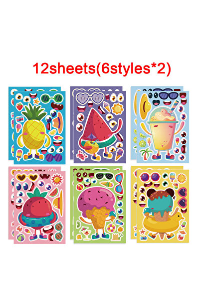 Choice4 12 ورقة ملصقات لصنع كب كيك للأطفال، ملصقات أحجية رائعة لصنع كب كيك بنفسك