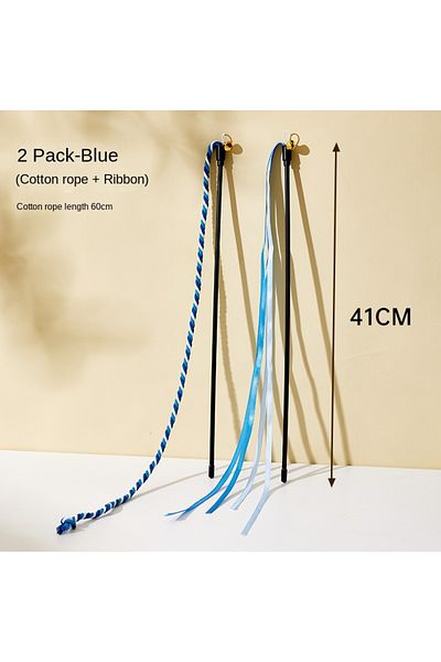 Choice Pack of 2 Simulation Feather Interactive Cat Toy Satin Ribbon Bell Cat Stick Toys Kitten Playing Tea