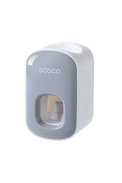 Choice موزع معجون أسنان أوتوماتيكي رمادي اللون مع عصارات معجون أسنان وحامل فرشاة أسنان مقاوم للغبار مثبت على الحائط