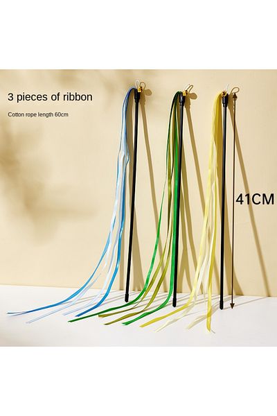 Choice Pack of 3 Simulation Feather Interactive Cat Toy Satin Ribbon Bell Cat Stick Toys Kitten Playing Tea