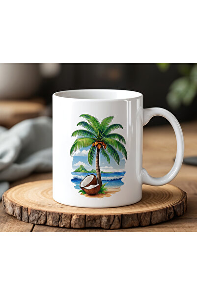 Generic Brand Beach Design White Ceramic Printed Mug 330ml