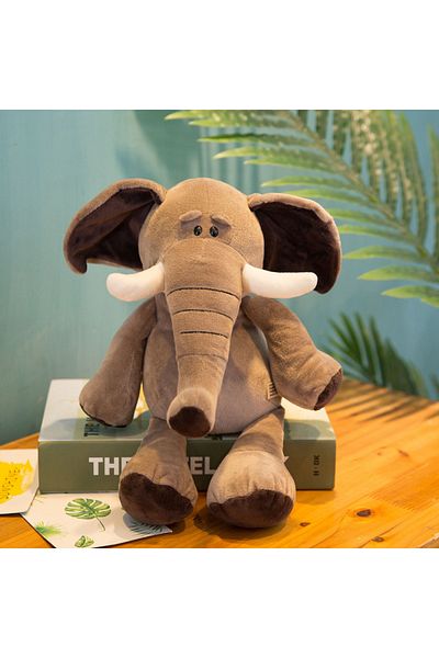 Choice 25cm elephant 25cm Stuffed Lifelike Lion Tiger Elephant Monkey Leopard Giraffe Raccoon Doll Simulati