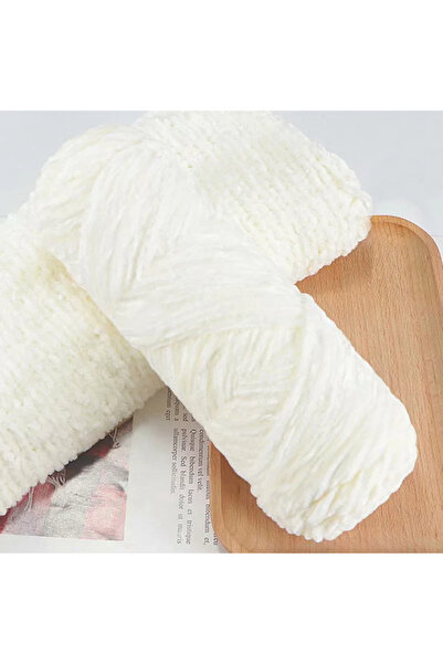 Choice milky white 95g Chenille Soft Velvet Yarn Blended Knitting Wool Croche...