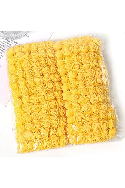 Choice Yellow 144Pcs Mini Rose Artificial Flowers Bouquet 7.5cm Foam Fake Flowers Wedding Decoration for Ho