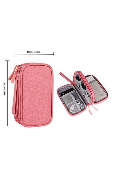 Choice 1pc Pink 1pc Pink/grey/black/navy Travel Portable Digital Product Storage Bag Usb Data Cable Organiz