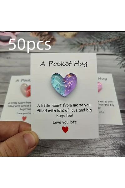 Choice k1 50pcs 1/3pcs cute little heart pocket hug, decorated pocket hug with encouragement card, special