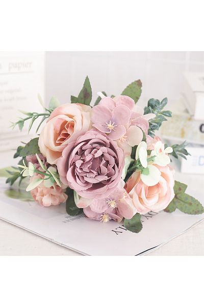 Choice Purple 7 Heads Silk Peony Artificial Flower Hydrangea For Room Home Decoration Wedding Bride Bouquet