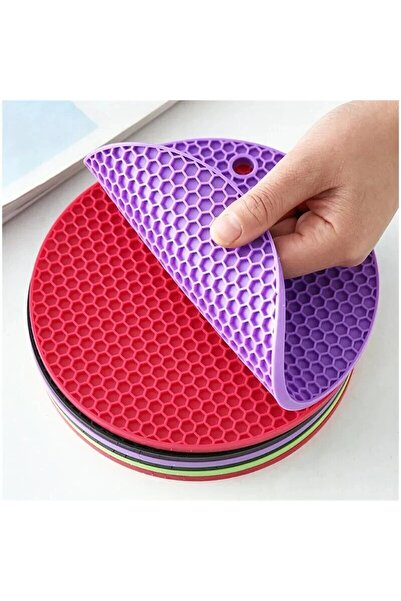 Choice قطعة واحدة من حصيرة دائرية مقاومة للشرب باللون الأرجواني معزولة وغير قابلة للانزلاق وحامل أواني سميك للطاولة