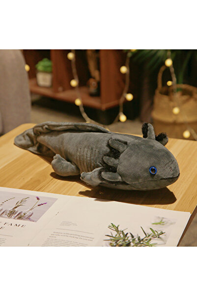 Choice لعبة قطيفة ملونة كاواي رمادية مقاس 45 سم، محشوة على شكل سمكة سمندل أكس...