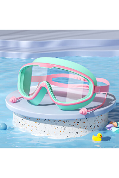 Choice نظارات سباحة للأطفال باللون الوردي والأخضر بإطار كبير ومضادة للضباب وم...