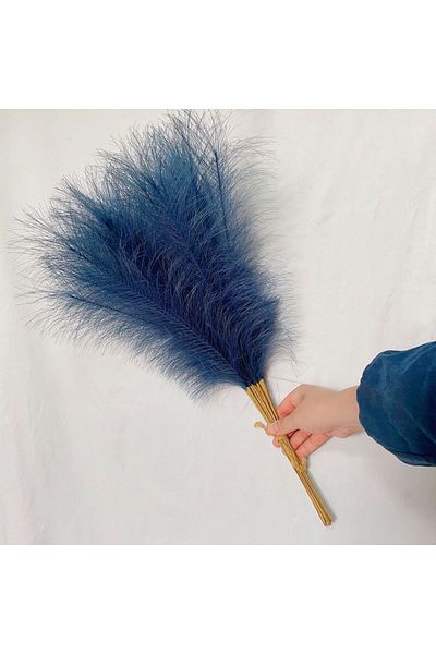 Choice 10pcs dark blue 55CM 10PCS Fluffy Pampas Grass Boho Decor Flower Fake Plant Reed Simulated Wedding P