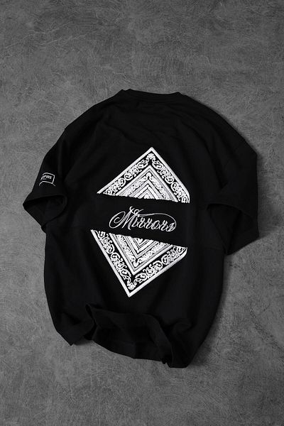 Slatra Ανδρικό μπλουζάκι μαύρο Mirrors Süzene Embroidered Oversize