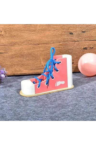 Choice Pink Montessori Kids Wooden Toys Learn To Tie Shoelaces Threading Game Teaching Aids Puzzle Toys for