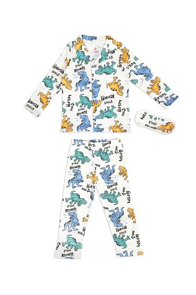 Luggi Baby SET DE Pijamale CU BUTON CU MODEL DE DINOZURI