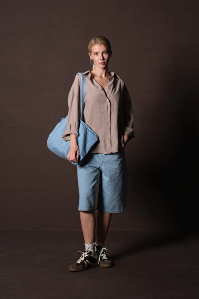 Maule Mink Modal Breeze and Dump Foldable Sleeve Epaulette Summer Long Sleeve Women's Shirt @Lizbon