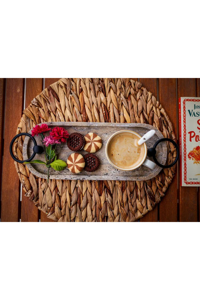 marbelix Amora 30cm Marble Single or Double Tray - Tea Coffee Presentation - Special Design Marble Tray