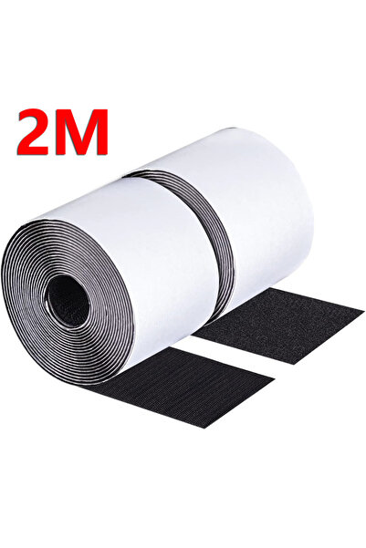 choice2 50mm Wide Black 2Meter 1/2/5M Strong Self Adhesive Fastener Hook and Loop Strips with Glue Double-Si