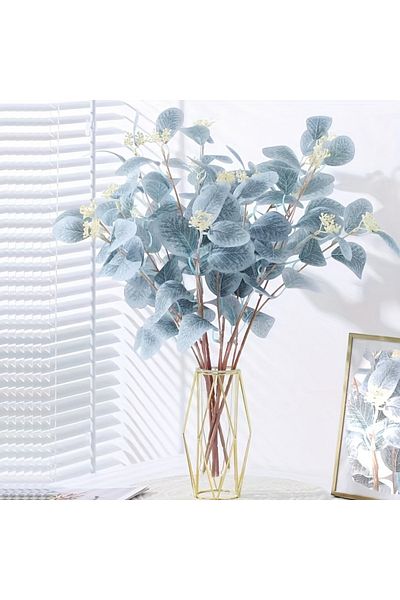Choice Light Blue 6pcs Faux Eucalyptus Stems- Blue Artificial Greenery Spray With Silver Dollar Seeds For H