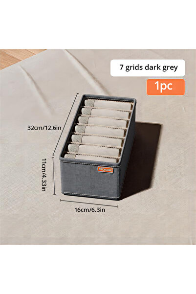 Choice صندوق تخزين ملابس داخلية رمادي داكن صغير بسبعة أقسام، قطعة واحدة، درج ...