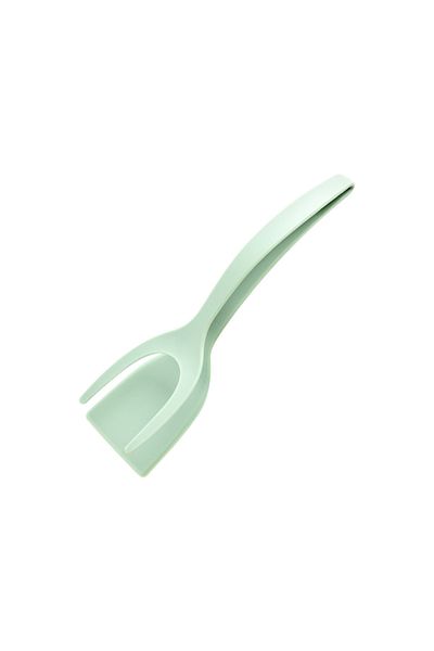 Choice Light Green New 2 In 1 Grip Flip Spatula Tongs Egg Flipper Spatula Nylon Non Stick Coating Pancake F