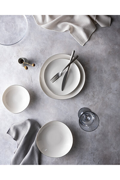 Madame Coco Bormio 6 Kişilik 24 Parça Yemek Takımı - Beyaz/Silver