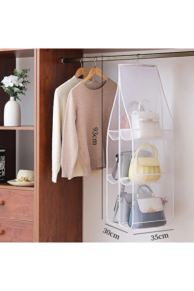 Choice أكياس تخزين معلقة من 3 طبقات، 1/2 قطعة، بيضاء اللون، لتنظيم الحقائب، 3/4 طبقات، صديقة للبيئة، مقاومة للغبار