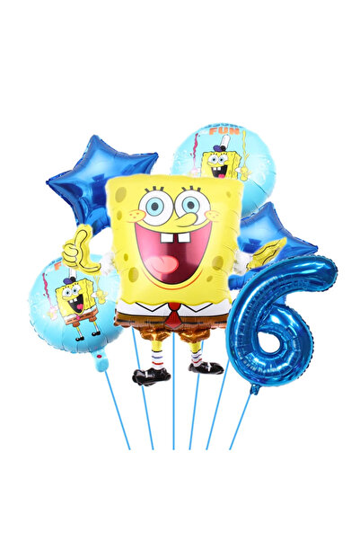 Choice مجموعة من 6 قطع من بالونات حفلات أعياد الميلاد على شكل سبونج بوب سكوير...