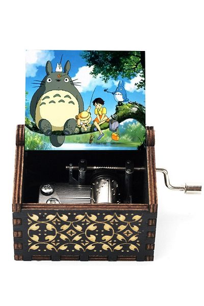 Choice WHITE Wooden painted music box, Totoro music gift, ornament, light luxury wooden hand cranked music
