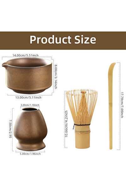 Choice Brown 4PCS Japanese Matcha Tea Set Safe Bamboo Whisk Teaspoon Tea Sets Indoor Beverage Shop Tea-maki