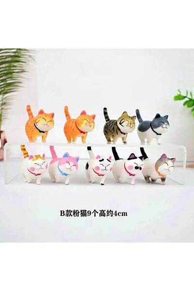 Choice Kit02 9PCs 9pcs Cute Cat Ornaments Kawaii Bell Cat Animal Fairy Garden Cat Figurines Sculpture Offic
