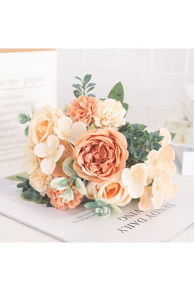 Choice Autumn Yellow 7 Heads Silk Peony Artificial Flower Hydrangea For Room Home Decoration Wedding Bride
