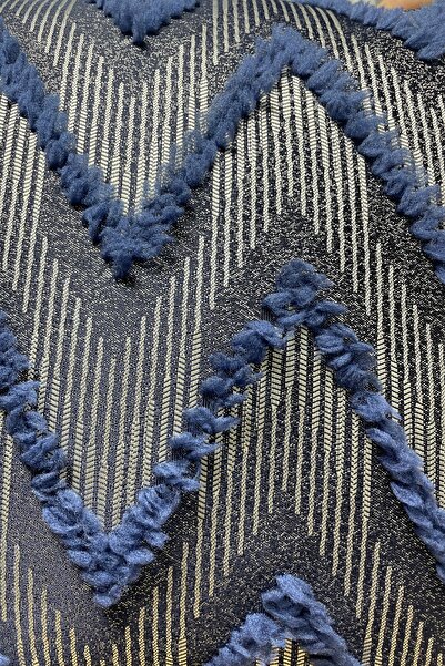 Cortibo Verona Patterned Throw Pillow Cover Navy Blue