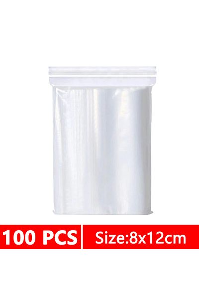 Choice 8x12cm 100 Pcs Thicken Zipper Sealed Bags Clear Plastic Storage Bag For Small Jewelry Food Packing R