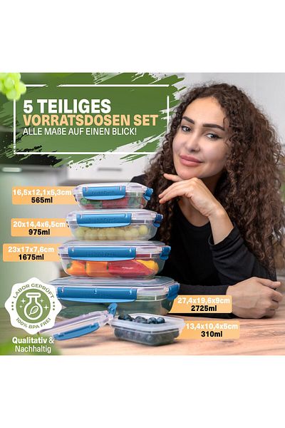 Viwares Frischhaltedosen mit Deckel - 5er Set -