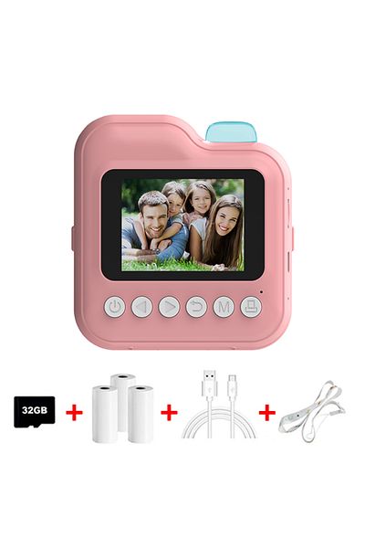Choice Pink 32G Children Camera Mini Instant Print Digital Camera 32G TF Card Inkless Printing Paper Kids V