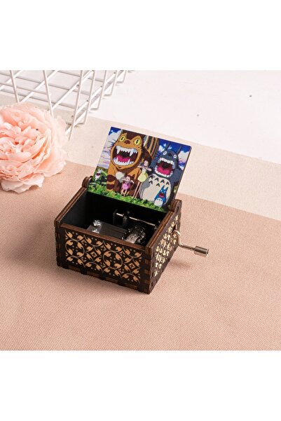 Choice light green Wooden painted music box, Totoro music gift, ornament, light luxury wooden hand cranked