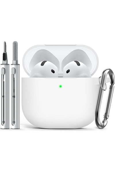 Choice White for AirPods 4 Case Cover (2024) with Cleaner Kit,Soft Silicone Protective Case for Apple AirPo