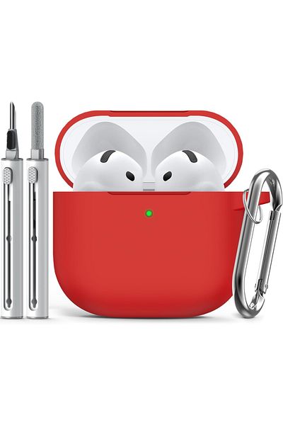 Choice Red for AirPods 4 Case Cover (2024) with Cleaner Kit,Soft Silicone Protective Case for Apple AirPods