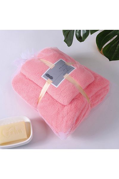 Choice Pink 2-piece set of soft coral velvet bath towels, suitable for adult hotels and spas with towels an