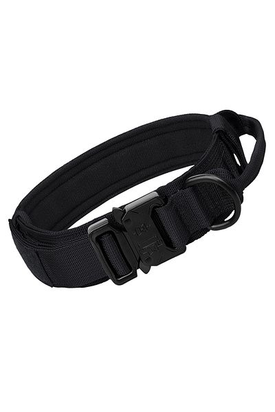 Choice L Black Collar Heavy Duty Tactical Dog Collars With Handle Military Collar With Patch Outdoor Traini