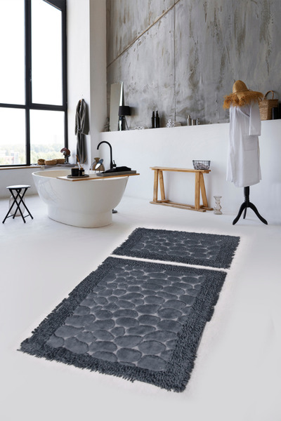 dekozer PureCotton Lux %100 Pamuk 2’li Banyo Paspas Seti – Kaymaz, Emici ve Y...