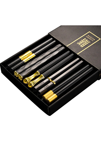 Choice 5 Pairs Black S 5Pairs High Quality Japanese Non-Slip Chopsticks Korean Home Hotel Restaurant Portab