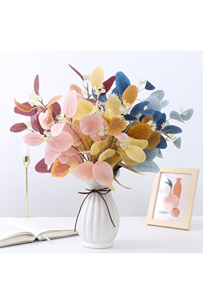 Choice 6 ألوان مختلطة 6 قطع من سيقان الأوكالبتوس الصناعية - رذاذ أخضر صناعي أ...